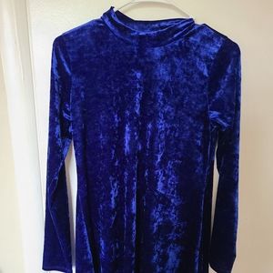 Blue Fake Velvet Dress